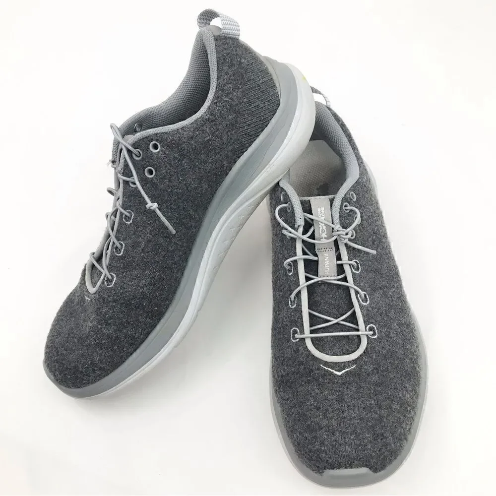 Hoka One One Hupana Flow Gray Wool Elastic Lace Sneakers